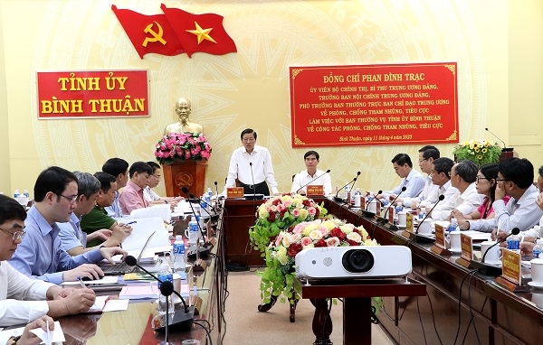Trưởng ban Nội chính Trung ương Phan Đình Trạc làm việc với Tỉnh ủy Bình Thuận